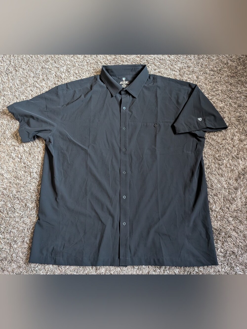 Kuhl Black Tufflex Short Sleeve Button Up Renegade Shirt Men's XXL